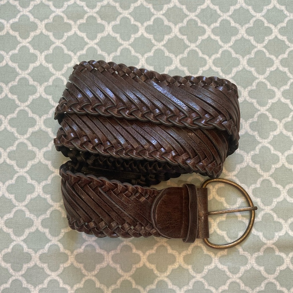Braided Large Buckle Brown Belt Size 16